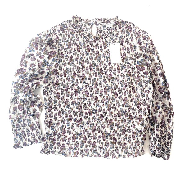 Veronica Beard Kali Floral Print Smocked Top Blouse 12 - Picture 2 of 8